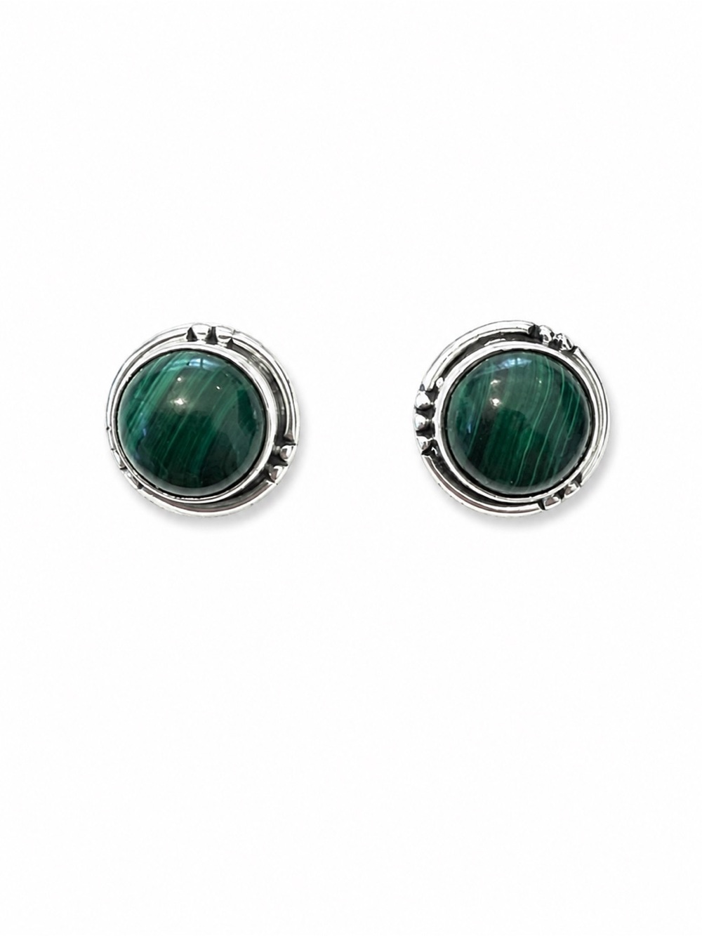 Sterling Silver Malachite Stud Earrings New